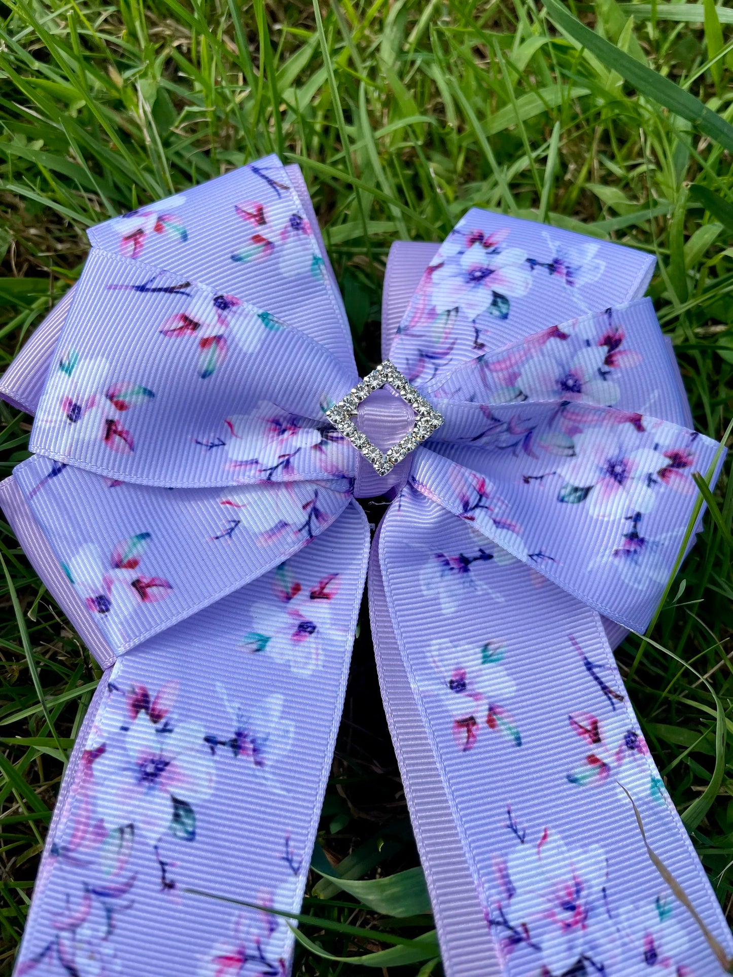 Adilize Designs Competition Show Bows - Purple Floral