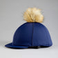 Premier Equine UK Jersey Hat Silk with Faux Fur Pom Pom - Navy