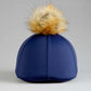 Premier Equine UK Jersey Hat Silk with Faux Fur Pom Pom - Navy