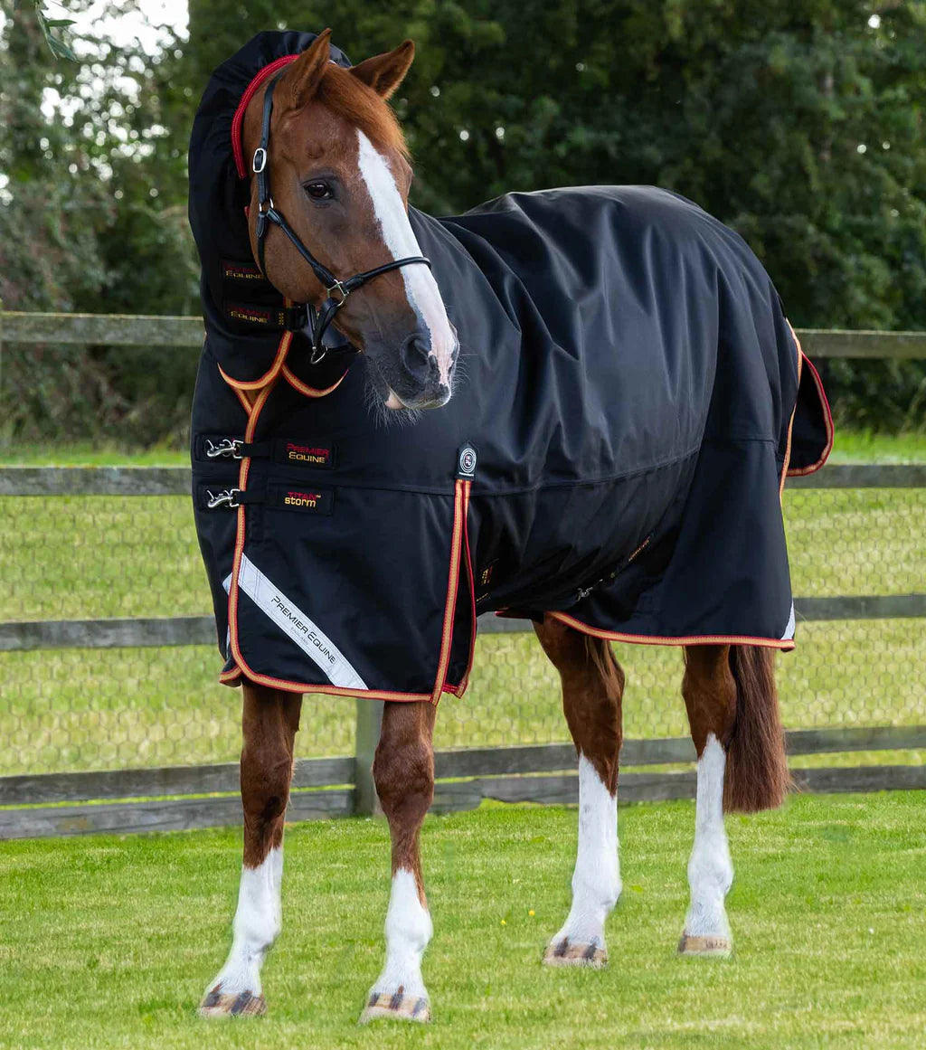 Premier Equine UK Titan Storm 450g Combo Turnout Rug with Snug-Fit Neck Black 75"
