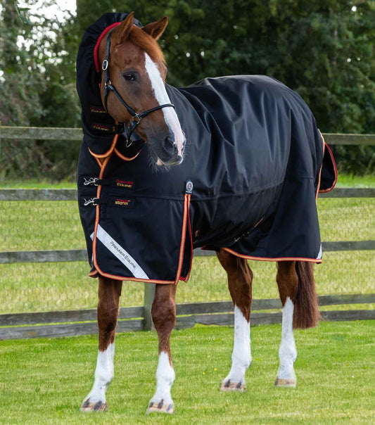 Premier Equine UK Titan Storm 450g Combo Turnout Rug with Snug-Fit Neck Black 75"