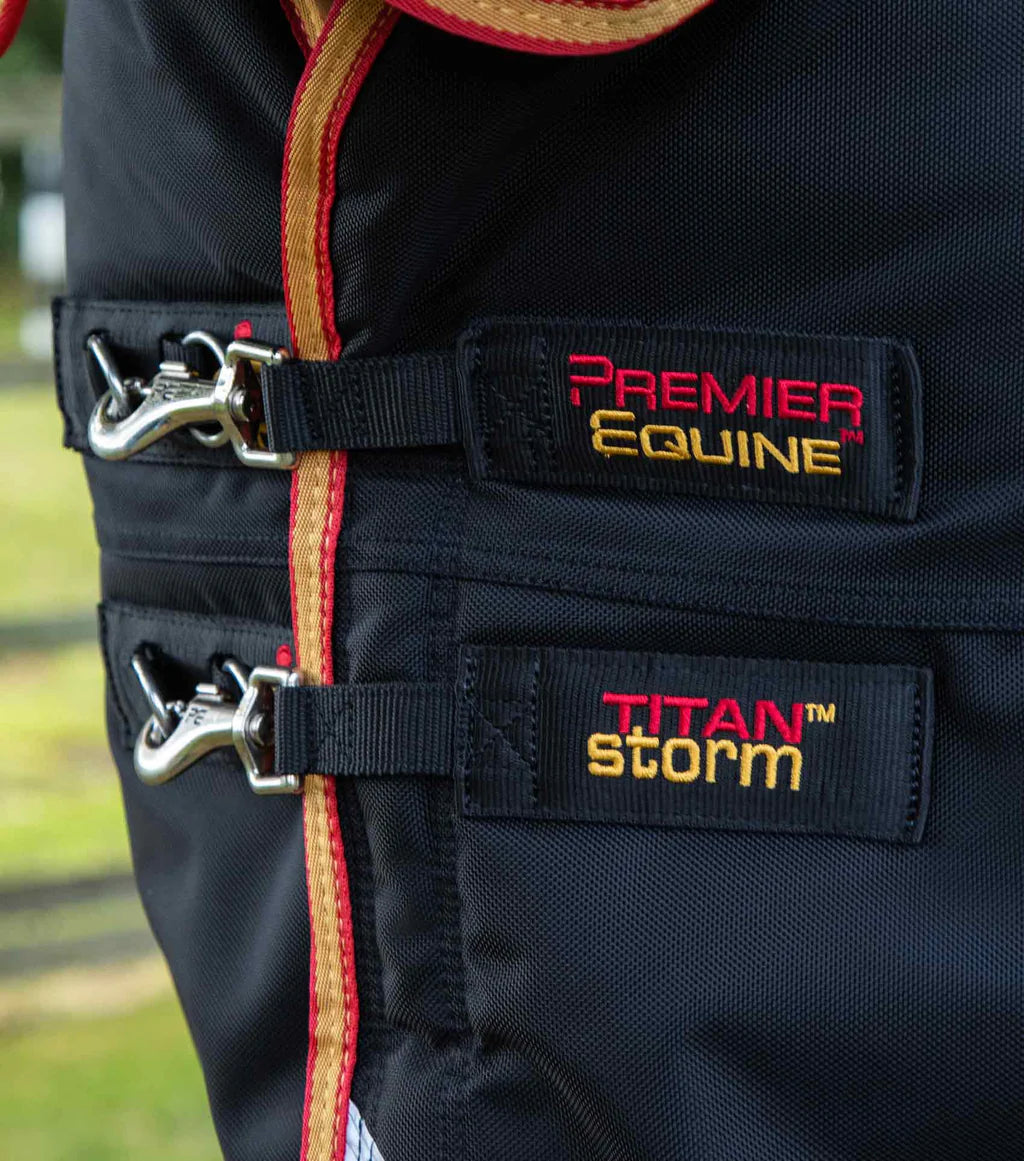 Premier Equine UK Titan Storm 450g Combo Turnout Rug with Snug-Fit Neck Black 75"