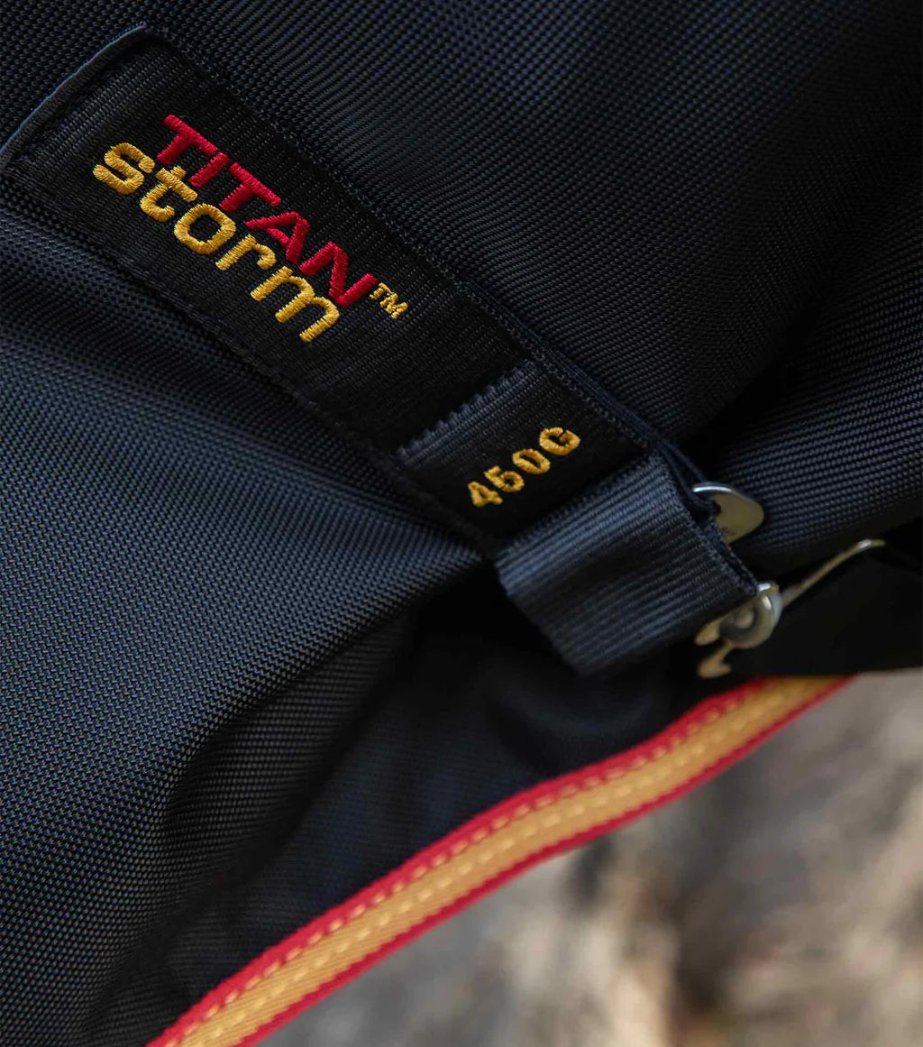Premier Equine UK Titan Storm 450g Combo Turnout Rug with Snug-Fit Neck Black 75"