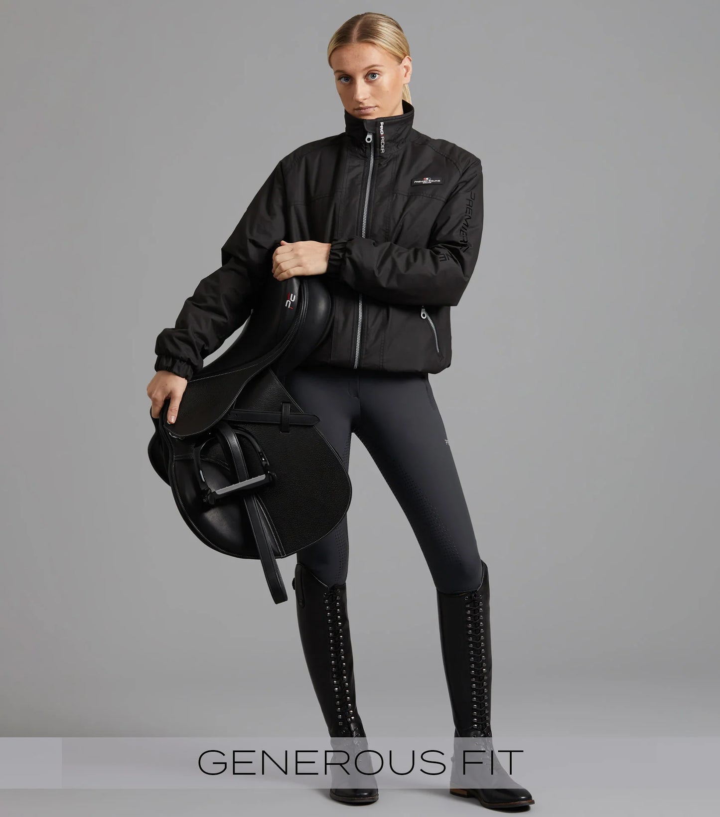 Premier Equine UK Pro Rider Unisex Waterproof Riding Jacket Black (XL or XXL)