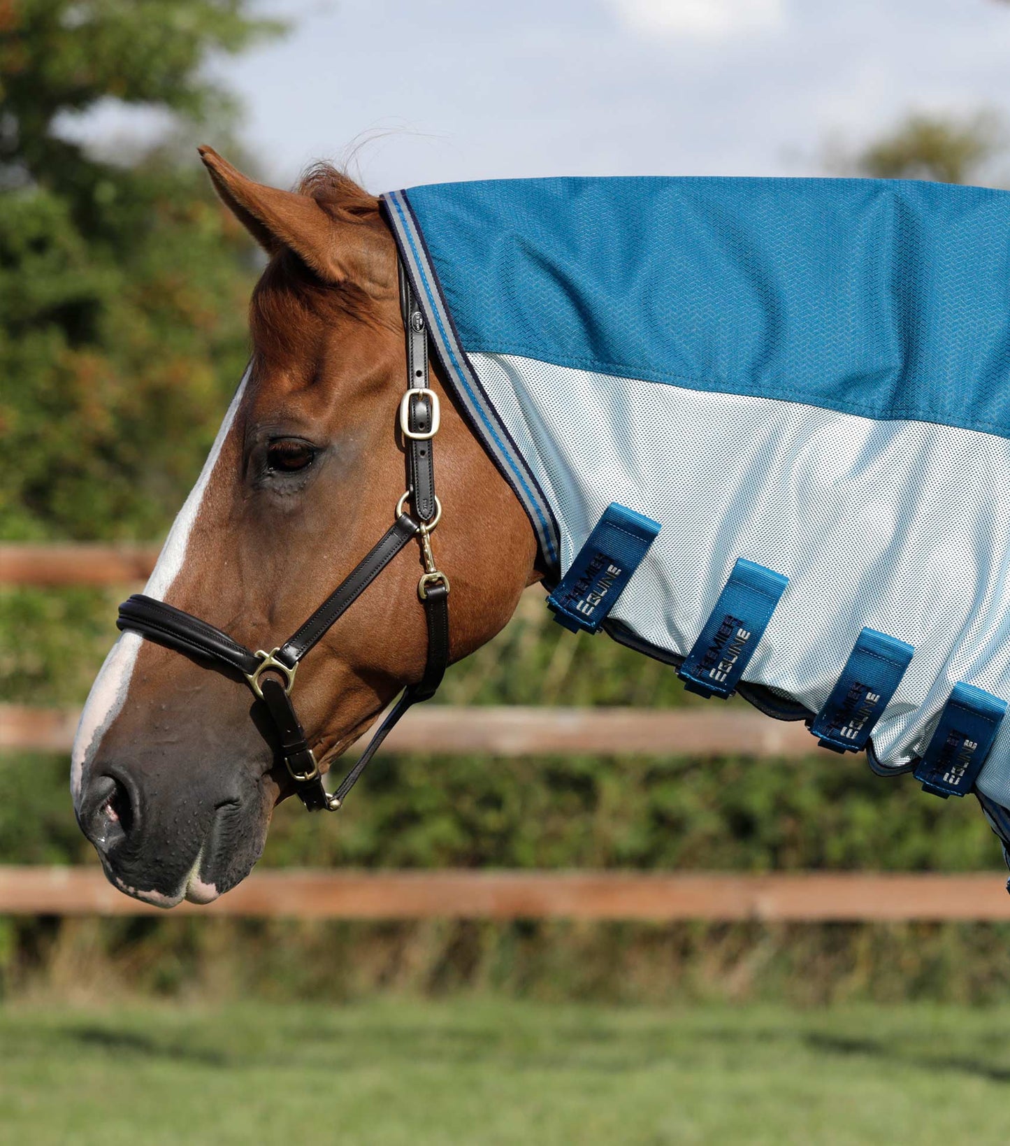 Premier Equine UK Buster Stay-Dry Mesh Air Fly Rug with Surcingles Blue 6’6”/78”