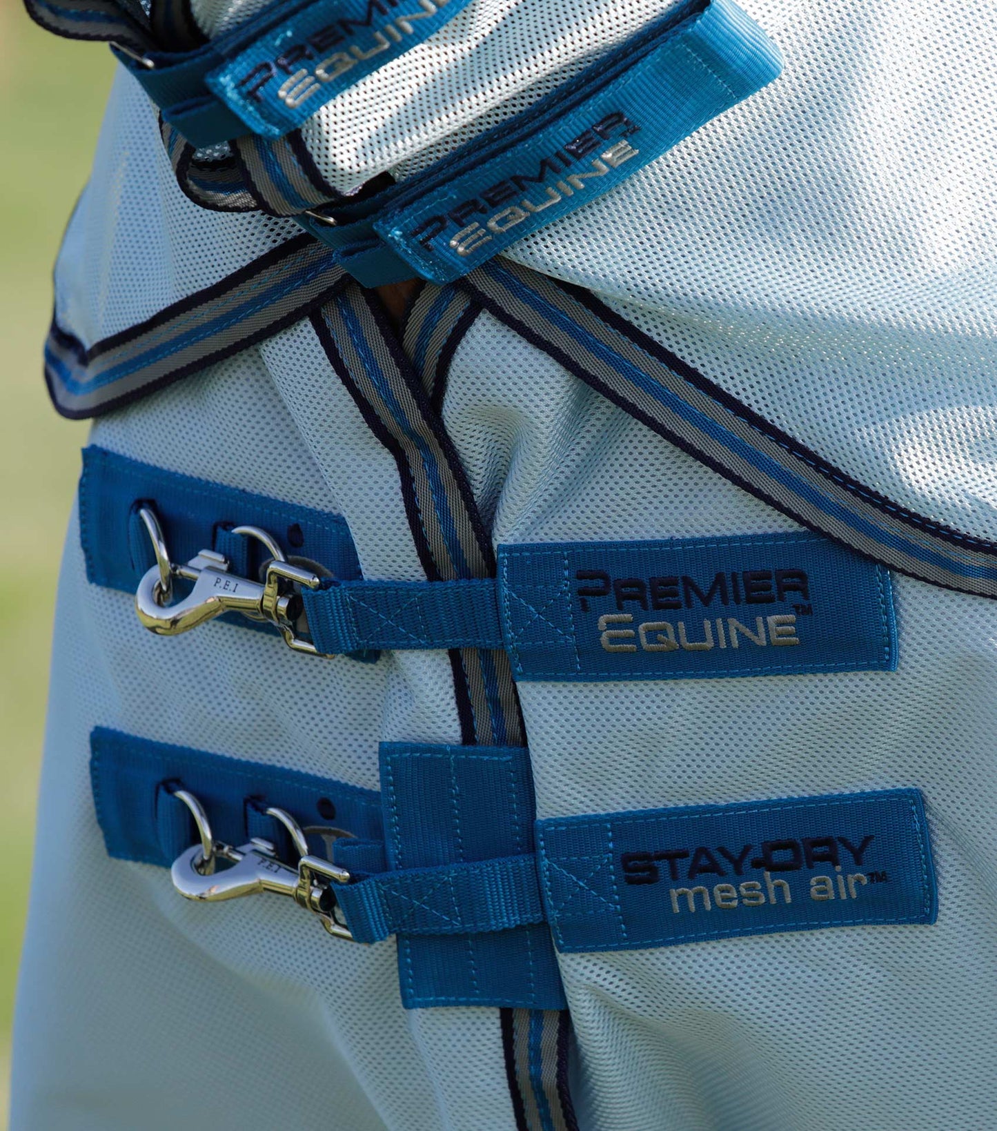 Premier Equine UK Buster Stay-Dry Mesh Air Fly Rug with Surcingles Blue 6’6”/78”