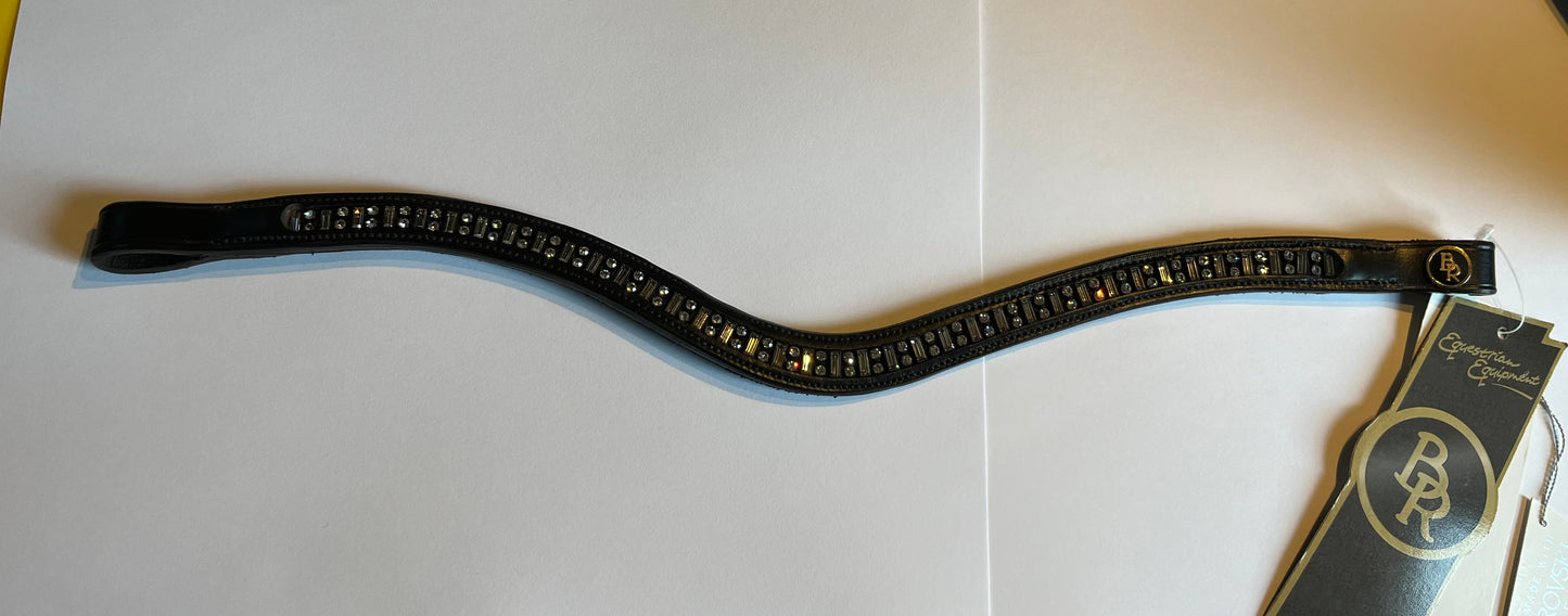 BR Equestrian "U" Shaped Browband with Swarovski Elements Black Cob