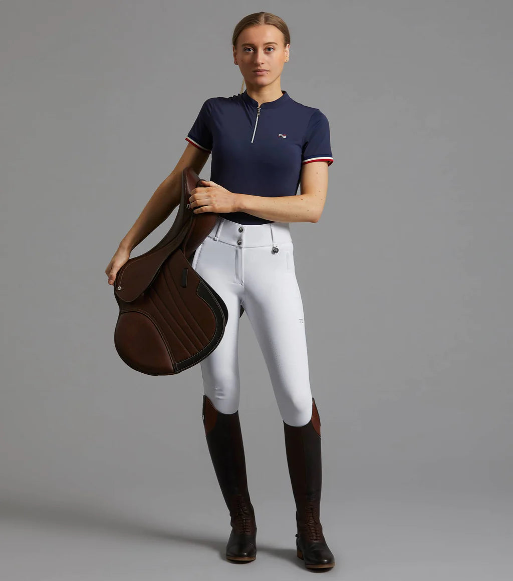 Premier Equine UK Allegra Ladies Short Sleeve Riding Top - Navy UK12 or UK16