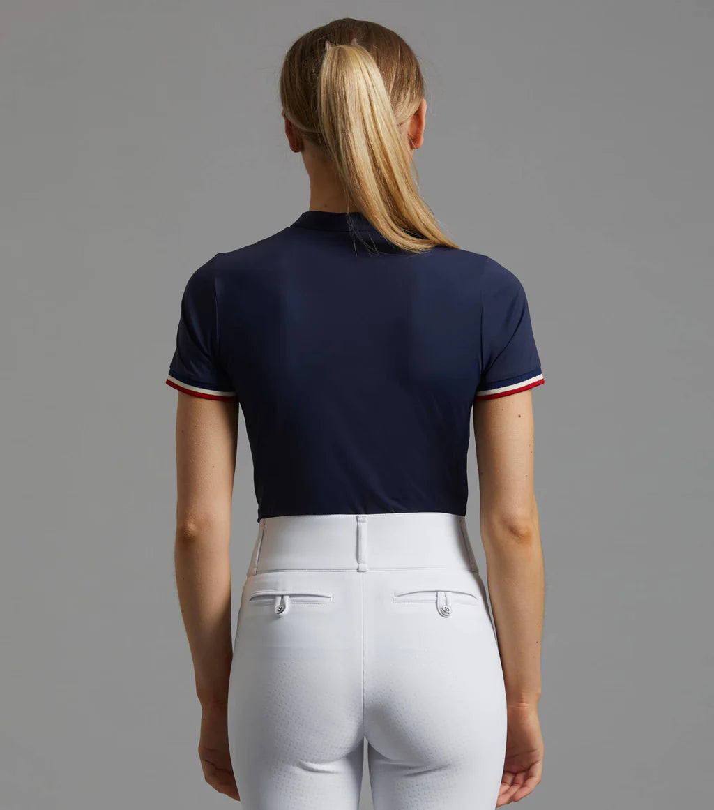 Premier Equine UK Allegra Ladies Short Sleeve Riding Top - Navy UK12 or UK16