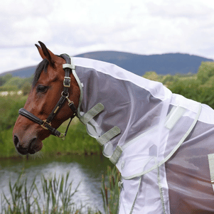 Shires Highlander Fine Mesh Fly Sheet/Neck Set - White/ Sage - 78"
