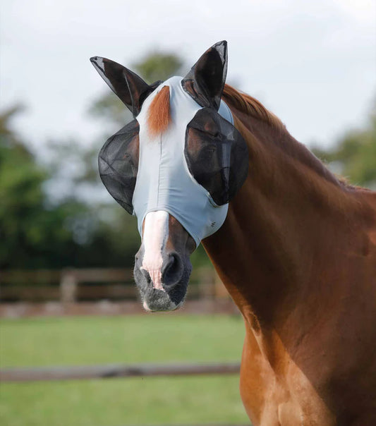 Premier Equine UK Comfort Tech Lycra Fly Mask Grey Medium