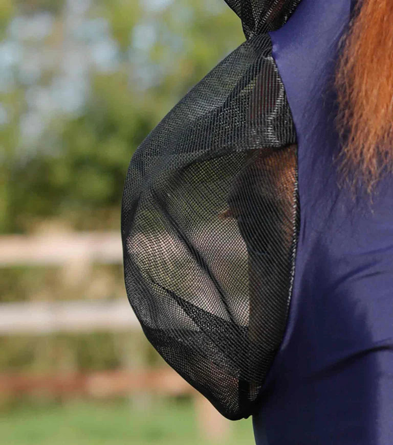Premier Equine UK Comfort Tech Lycra Fly Mask Navy Medium