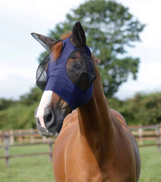 Premier Equine UK Comfort Tech Lycra Fly Mask Navy Medium