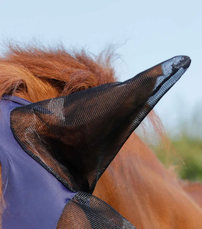 Premier Equine UK Comfort Tech Lycra Fly Mask Navy Medium