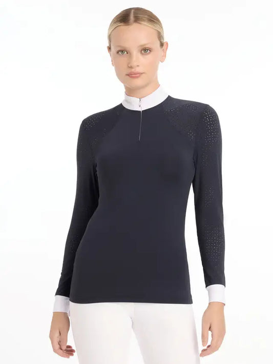 NEW - LeMieux Olivia Long Sleeve Show Shirt Navy - UK 14 *SALE*