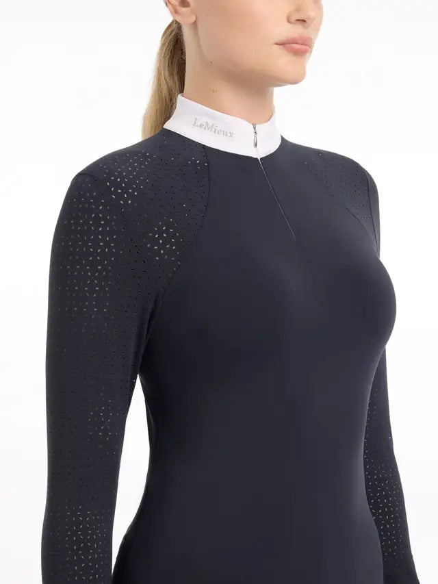 LeMieux Olivia Long Sleeve Show Shirt Navy - UK 14