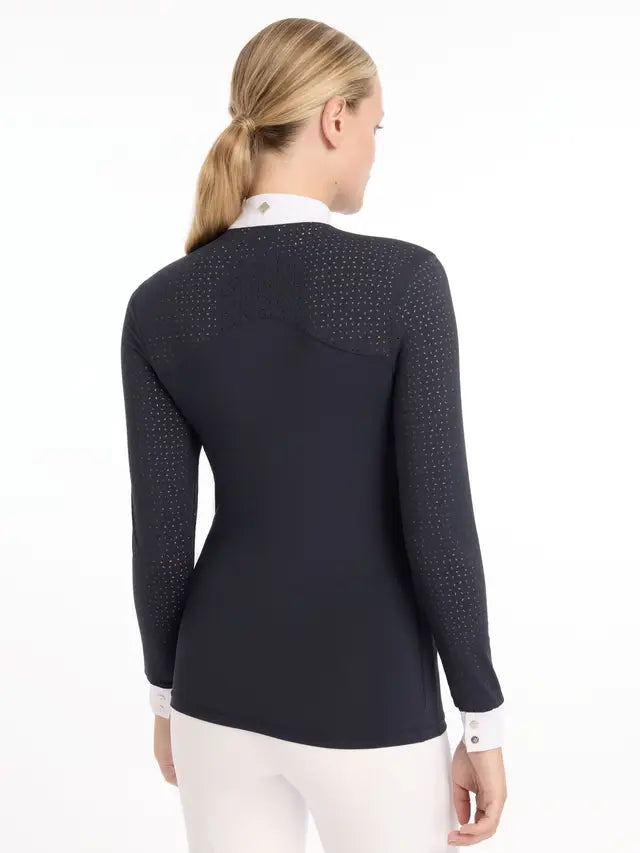 LeMieux Olivia Long Sleeve Show Shirt Navy - UK 14