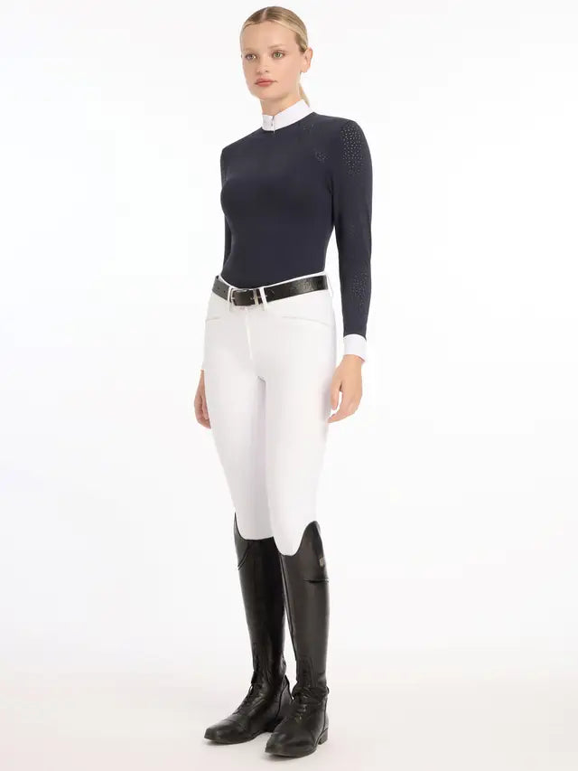 LeMieux Olivia Long Sleeve Show Shirt Navy - UK 14
