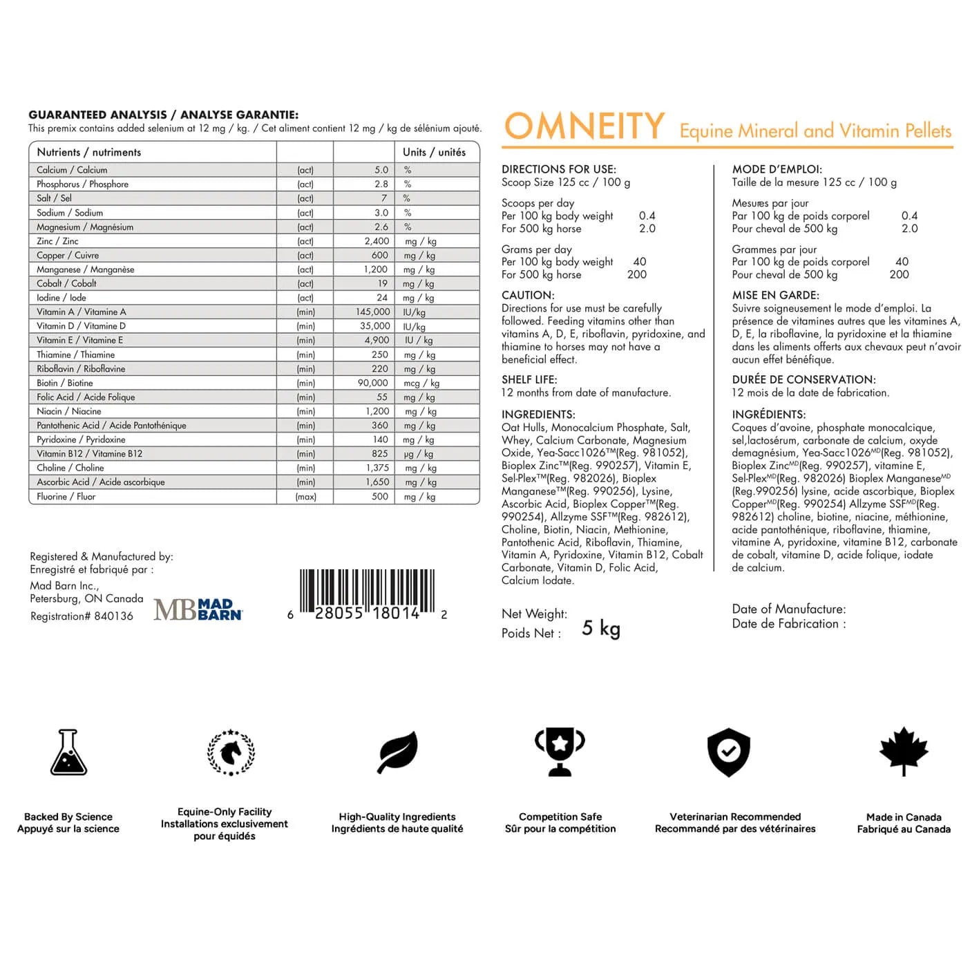 Mad Barn Omneity® P – Pellets - 20kg - (100 servings)