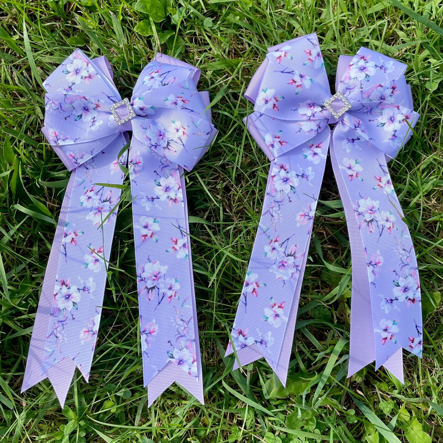 Adilize Designs Competition Show Bows - Purple Floral