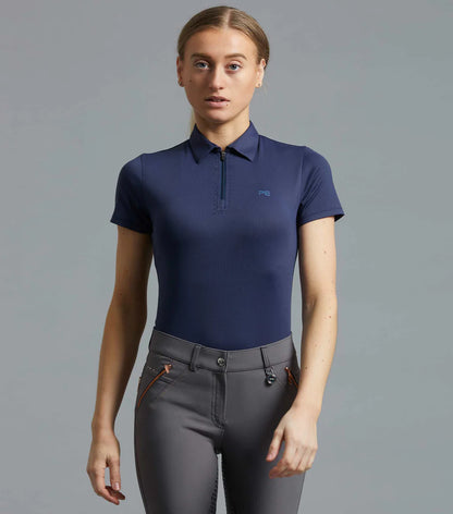 Premier Equine UK Scintillo Ladies Short Sleeve Riding Top - Navy UK12 or UK14