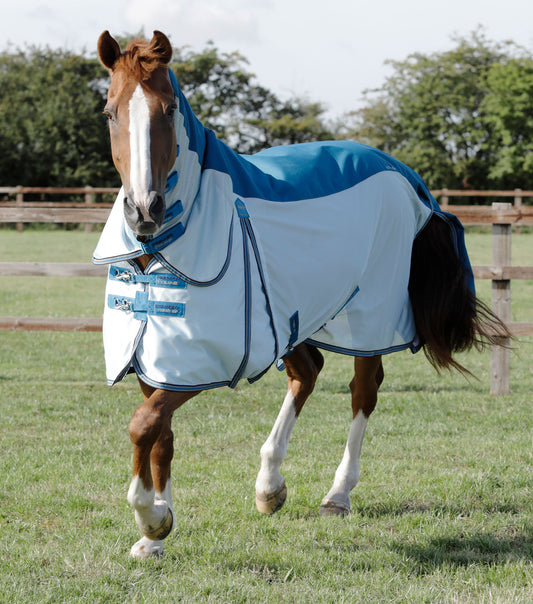 Premier Equine UK Buster Stay-Dry Mesh Air Fly Rug with Surcingles Blue 6’6”/78”