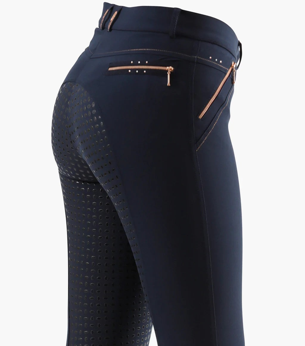 Premier Equine UK Milliania Ladies Full Seat Gel Riding Breeches Navy 30”
