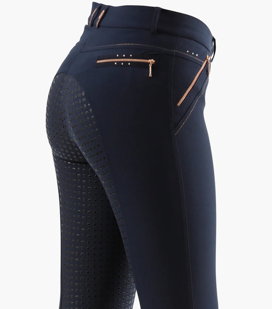 Premier Equine UK Milliania Ladies Full Seat Gel Riding Breeches Navy 30”