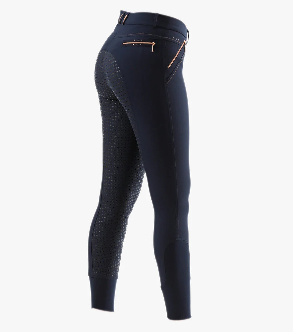 Premier Equine UK Milliania Ladies Full Seat Gel Riding Breeches Navy 30”