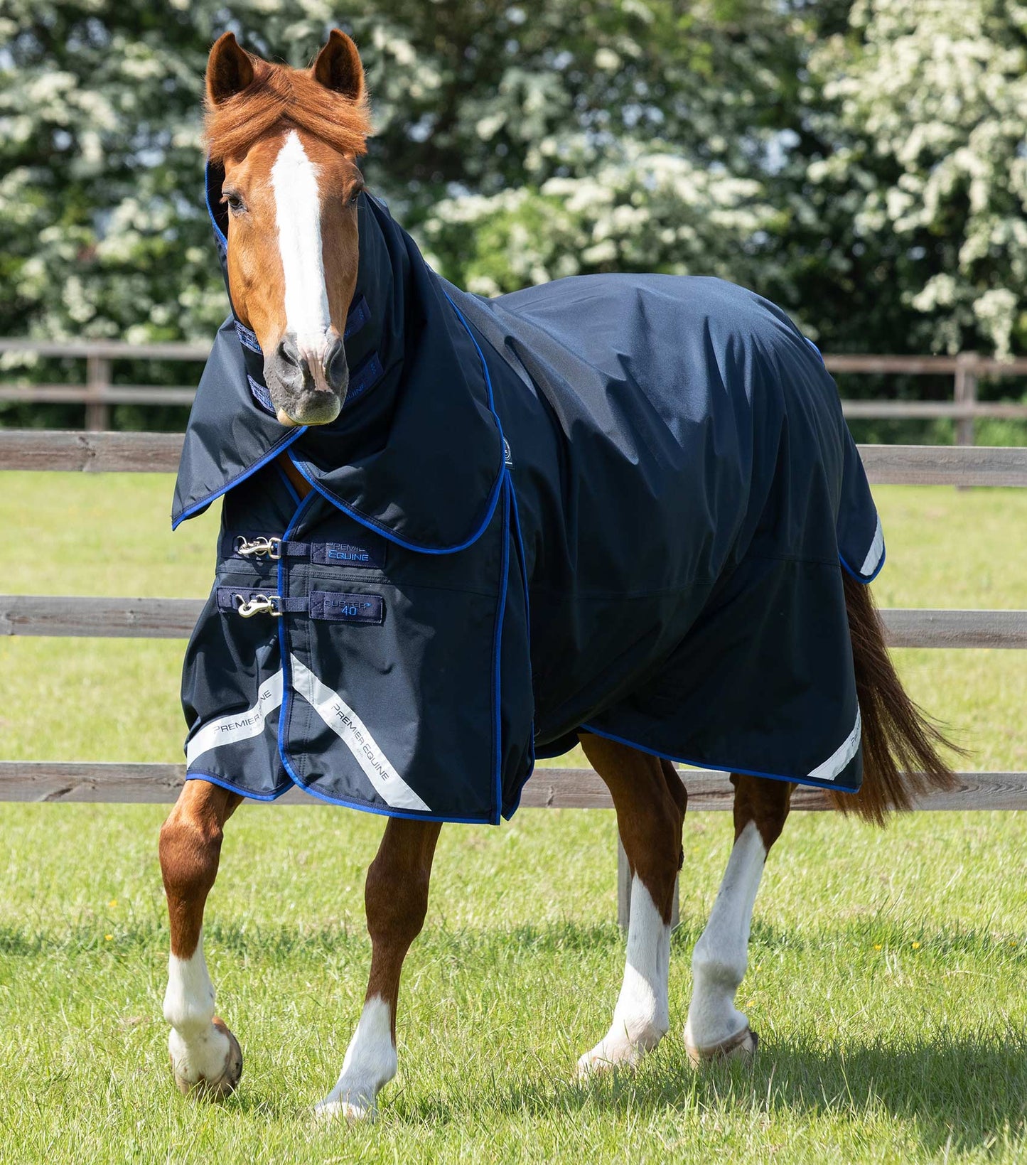Premier Equine UK Buster 40g Turnout Rug with Classic Neck Cover Navy 6’9”/81”